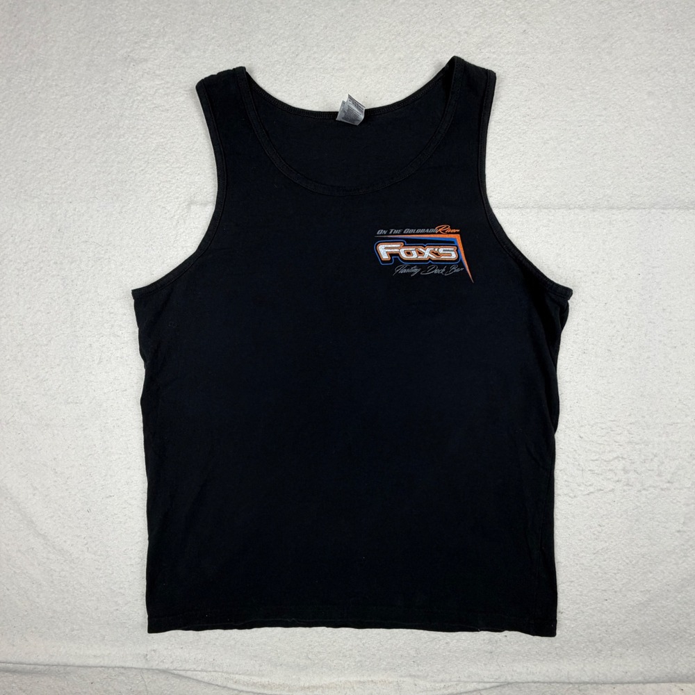 Gildan Fox's Floating Dock Bar Colorado River Motorcycle Tank Top Black Large